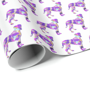 Papier Cadeau Boxer race Chien Silhouette couleur violet violet