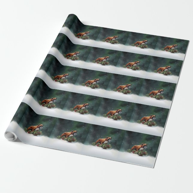 Papier Cadeau Boxeur Noël neige hiver (Déroulé)