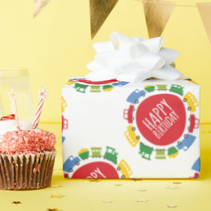 Papier Cadeau Boys Jouets Transport Voiture Truck Train Annivers