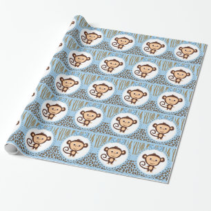 Papier Cadeau Boys Monkey Baby shower