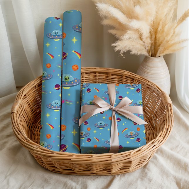 Papier Cadeau Boys Space Alien Out Of This World Birthday (Créateur téléchargé)