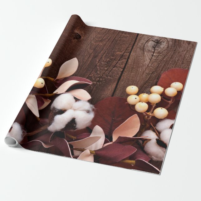 Papier Cadeau Branche de coton à rouleaux de papier d'enrobage d (Déroulé)