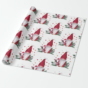 Papier Cadeau Branches d'arbre de pin de Gnome Étoiles Joyeux No
