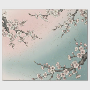 Papier Cadeau Branches de cerisier rose délicat Sakura