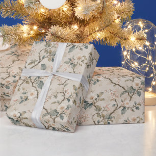 Papier Cadeau Branches de fleurs asymétriques sophistiquées