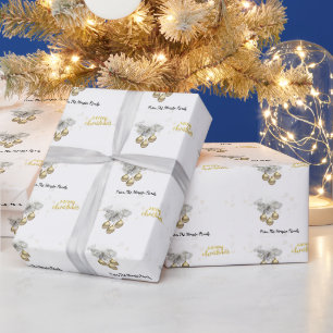 Papier Cadeau Branches de pin,Boules Joyeux Noël