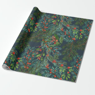 Papier Cadeau Branches d'épinette et omella motif de Noël Wrapp