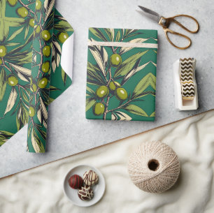 Papier Cadeau Branches d'olivier Free Palestine floral & botaniq