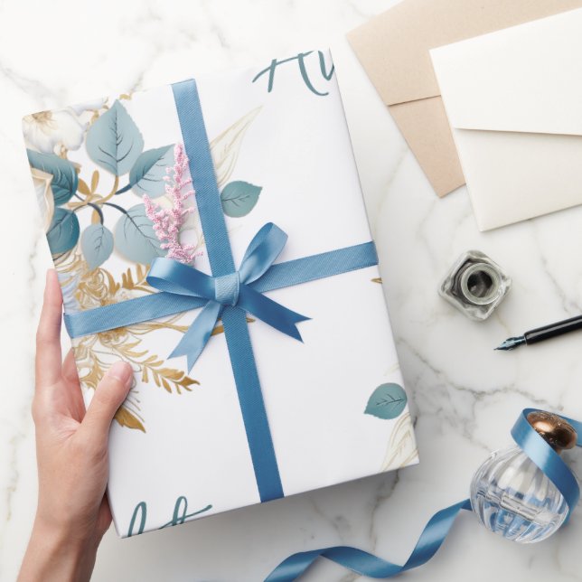 Papier Cadeau Bravo Mariage/douche de la Marine d'or blanc (Cadeaux)