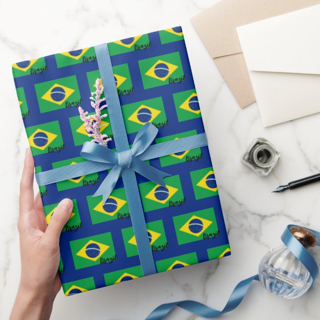 Papier Cadeau Brésil papier d'emballage, Drapeau brésilien patri (Cadeaux)