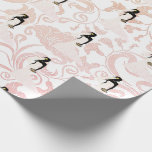 Papier Cadeau Bridal botanique rose pâle et brun<br><div class="desc">Des teintes douces de pêche et de rose dans une botanique audacieuse crée un beau papier d'emballage pour les cadeaux de mariage et de douche de la mariée,  disposent d'une silhouette féminine noire dans une robe mariage blanche avec bouquet de mariée.</div>