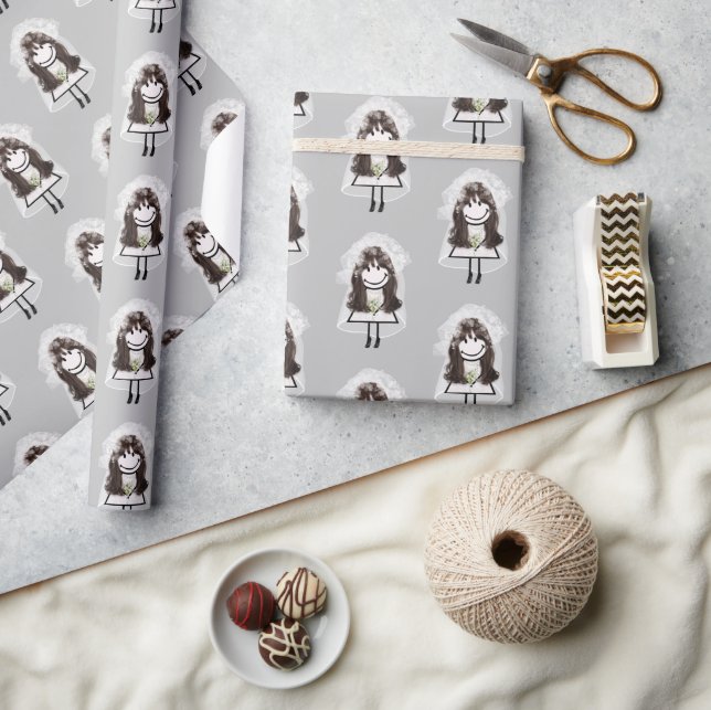 Papier Cadeau Bride Stick Figure with Daisy Bouquet (Artisanat)