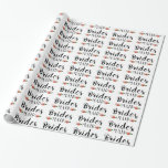 Papier Cadeau Bridesmaid Black Modern Text & Flowers Motif<br><div class="desc">Design de texte moderne en noir-Bridesmaid avec accent floral dans un motif transparent sur arrière - plan blanc.</div>