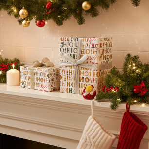 Papier Cadeau Bright Colorée Noël Père Noël Salut HO! Oh ! Oh !
