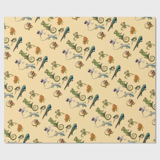 Papier Cadeau Bright Fun Reptile fête d'anniversaire (Plat)