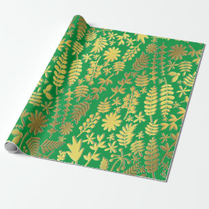 Papier Cadeau Bright Gold & Silver Arbre de Noël Motif Vert
