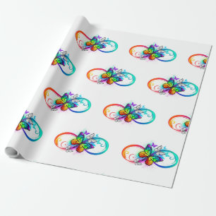 Papier Cadeau Bright infinity with rainbow butterfly