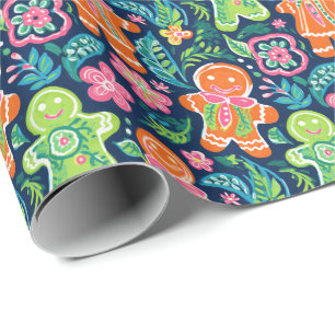 Papier Cadeau Bright Palm Beach Gingpain d'épice de Noël