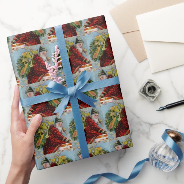 Papier Cadeau Bright Retro Santa Claus vintage christmas (Cadeaux)
