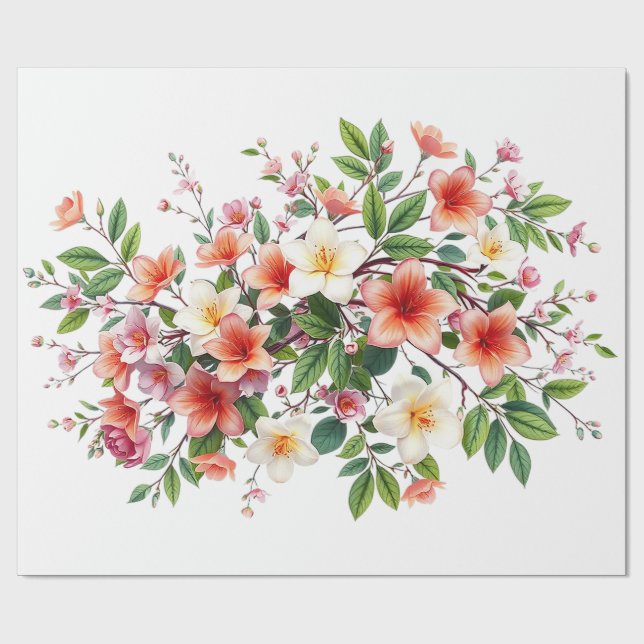 Papier Cadeau Bright Spring Floral Bouquet (Plat)