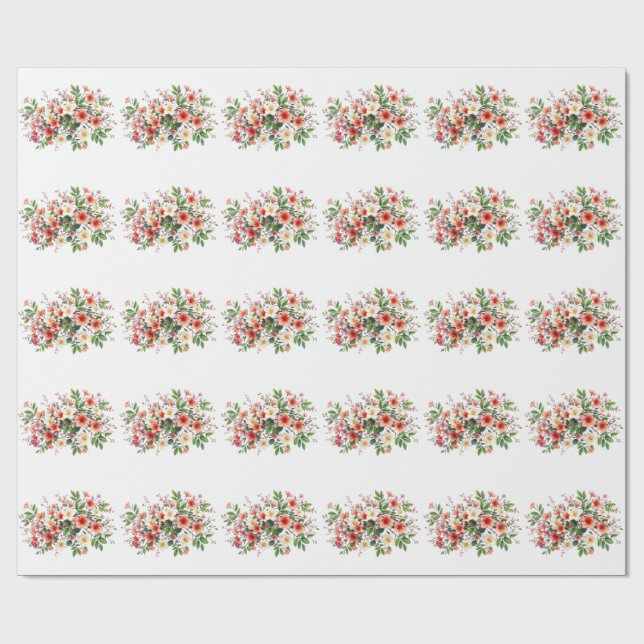 Papier Cadeau Bright Spring Floral Bouquet (Plat)