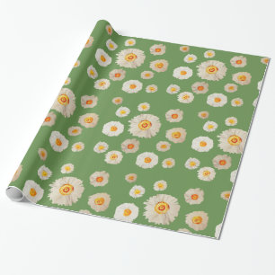 Papier cadeau brillant à fleurs de marguerite