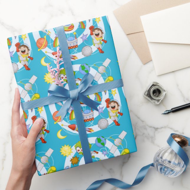 Papier cadeau brillant Spaceman vs Alien, 76x38cm (Cadeaux)