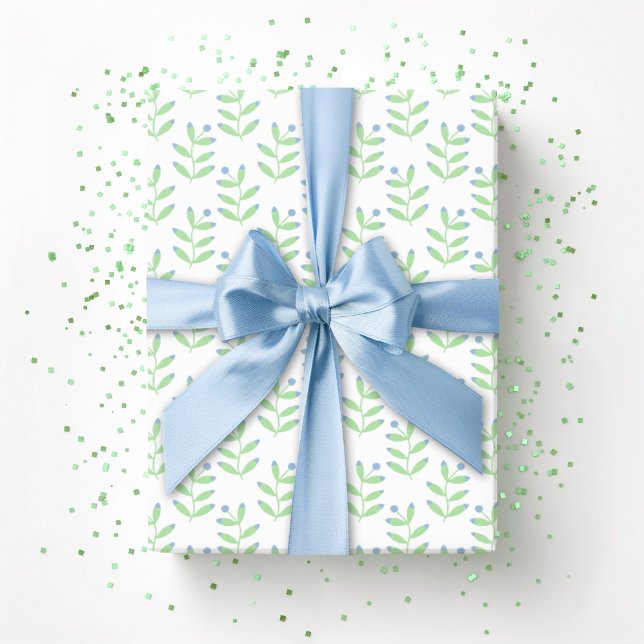 Papier Cadeau Brin de baie en ardoise et vert (Créateur téléchargé)