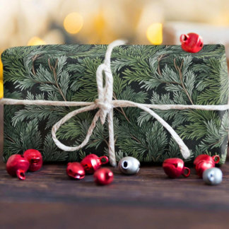 Papier Cadeau Brindilles vertes congelées