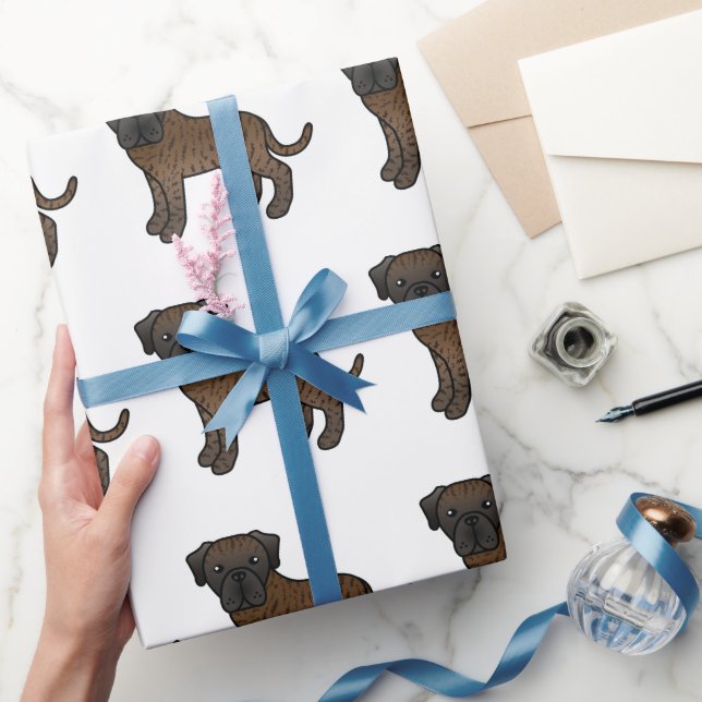 Papier Cadeau Brindle anglais Mastiff mignon Motif de dessin ani (Cadeaux)