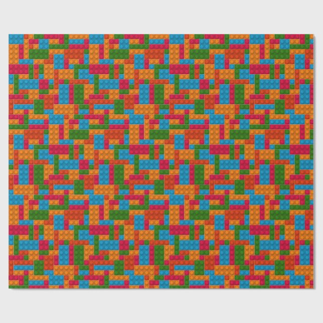 Papier Cadeau Brique de construction colorée (Plat)