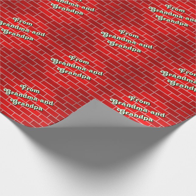 Papier Cadeau Brique rouge Noël personnalisé (Coin)