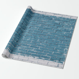 Papier Cadeau Briques de béton gris peintes en bleu