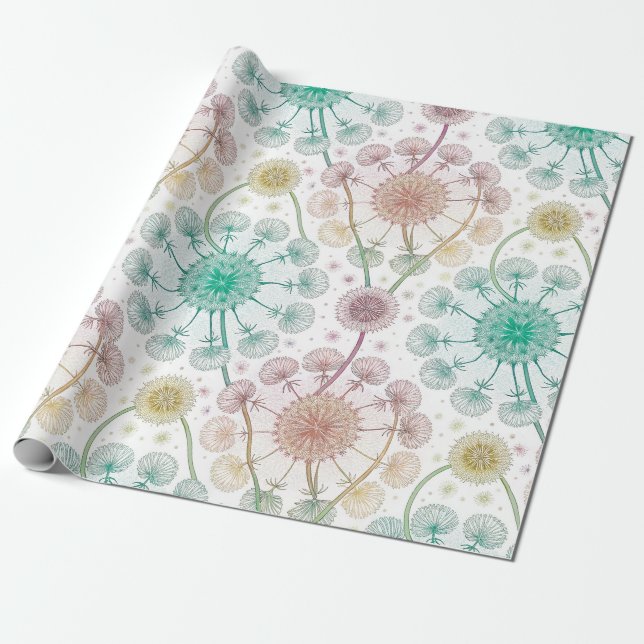 Papier Cadeau Brise de Dandelion Whimsical - Pastel Botanique (Déroulé)