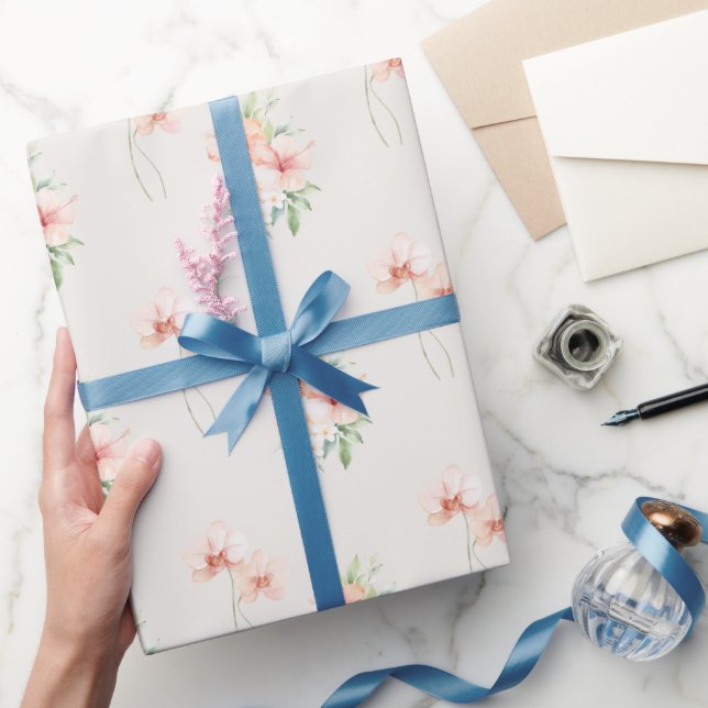 Papier Cadeau Brise d'été Pêche Hibiscus & Orchidées (Cadeaux)