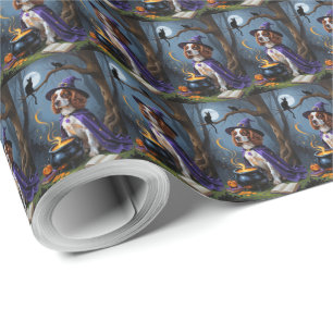 Papier Cadeau Brittany Spaniel Chien Whimsical Halloween Peintur