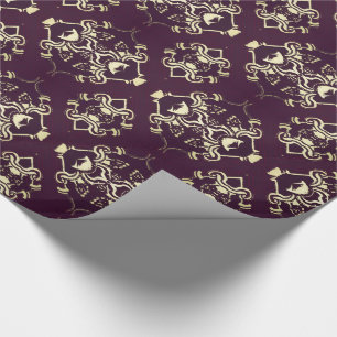 Papier Cadeau Brocard traditionnel d'or de pourpre royal