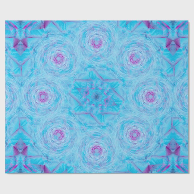 Papier Cadeau Broche Rose Bleue (Plat)