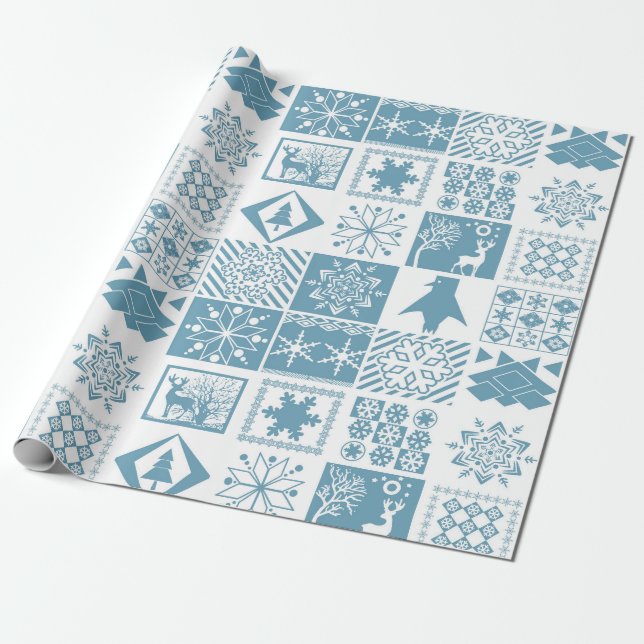 Papier Cadeau Brochure en patchwork hivernal de Noël (Déroulé)