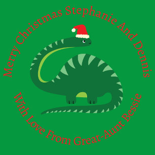 Papier Cadeau Brontosaurus vert personnalisé Dinosaure de Noël