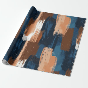 Papier Cadeau Brosses Abstraites en bleu, blanc et Brown