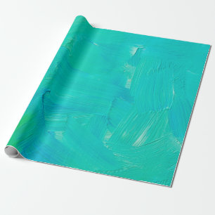 Papier Cadeau Brosses vertes et bleues peintes abstrait grun