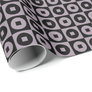 Papier Cadeau Brouillard Marin Carré Cercle Violet et Noir