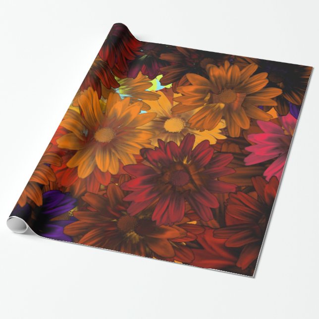 Papier Cadeau Brown automne floral (Déroulé)