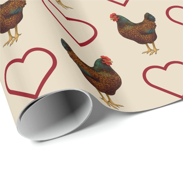 Papier Cadeau Brown Barnevelder Hen Chicken (Coin rond)