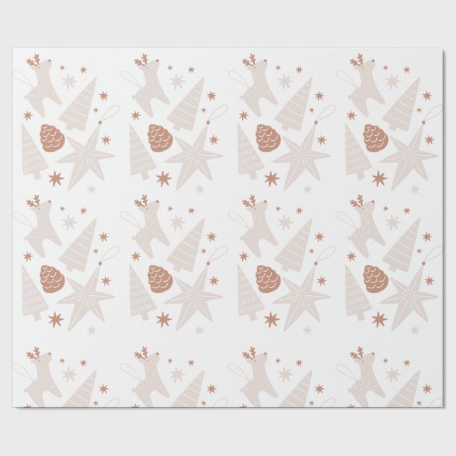 Papier Cadeau Brown blanc Noël simple (Couture)
