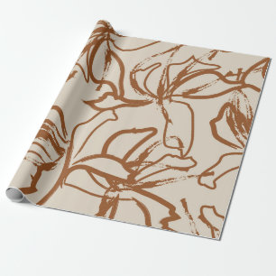 Papier Cadeau Brown brosse florale brokies sans couture motif ba