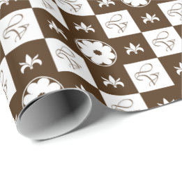Papier Cadeau Brown classique et blanc À damiers Motif