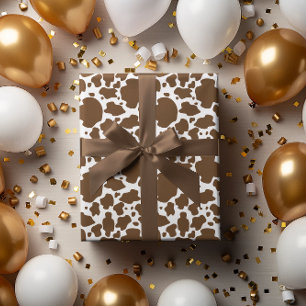 Papier Cadeau Brown Cow Spots Faux Cowhide Motif