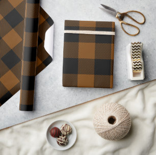 Papier Cadeau Brown et noir Buffalo Check Holiday